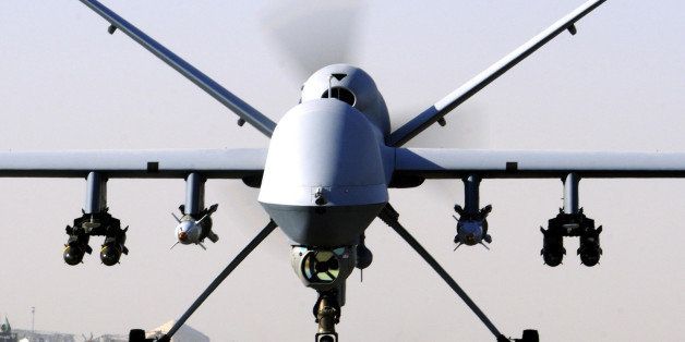 Undated MoD handout photo of an RAF Reaper UAV as two British citizens who were fighting for Islamic State (IS) were killed in an RAF drone strike in Syria which was carried out without parliamentary approval, David Cameron has said.