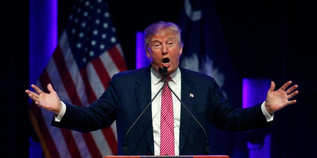 Republican presidential candidate Donald Trump speaks during a campaign stop, Monday, Feb. 15, 2016, in Greenville, S.C. (AP Photo/Paul Sancya)