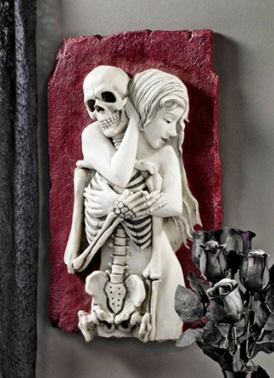 Morbid Human And Skeleton Sculpture