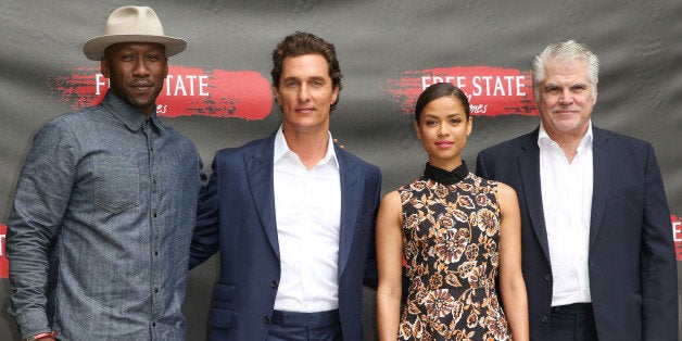 Mahershala Ali, from left, Matthew McConaughey, Gugu Mbatha-Raw and Gary Ross attend the "Free State of Jones" Photo Call at