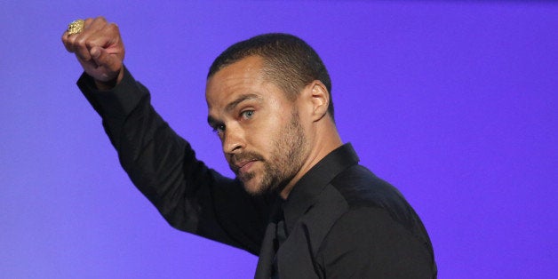 Jesse Williams accepts the humanitarian award at the BET Awards at the Microsoft Theater on Sunday, June 26, 2016, in Los Angeles. (Photo by Matt Sayles/Invision/AP)