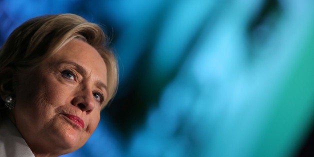 Democratic nominee Hillary Clinton pauses as she speaks at the Congressional Black Caucus Foundation's Phoenix Awards Dinner