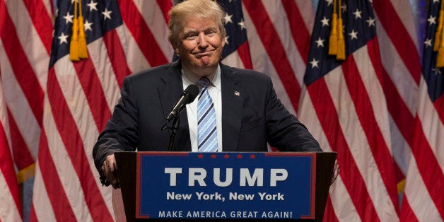 New York, NY USA - July 16, 2016: Donald Trump speaks during introduction Governor Mike Pence as running for vice president at Hilton hotel Midtown Manhattan