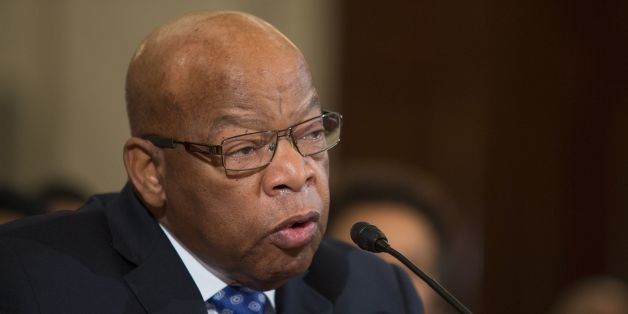 Rep. John Lewis (D-GA) asks questions during the Senate Judiciary Committee hearings on nomination of Senator Jeff Sessions (R-AL) for attorney general on Capitol Hill in Washington, DC on January 11, 2017. / AFP / Tasos Katopodis (Photo credit should read TASOS KATOPODIS/AFP/Getty Images)