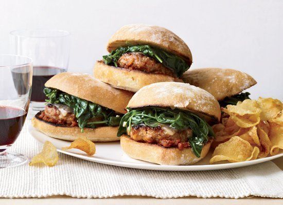 Italian-Sausage Burgers With Garlicky Spinach 