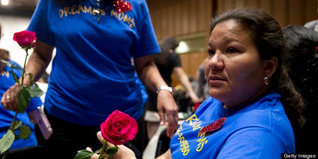 UNITED STATES - May 9 : Supporters for immigration reform talk prior to the start of the reform bill's markup before the Senate Judiciary Committee on Capitol Hill May 9, 2013 in Washington, DC. The 18 members of the committee have proposed in excess of 300 amendments to the 844 page piece of legislation that would, if passed, create a path to U.S. citizenship for undocumented immigrants. (Photo By Douglas Graham/CQ Roll Call)