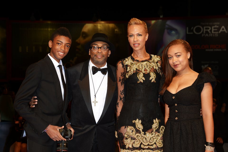 Tonya Lewis Lee with husband Spike, son Jackson and daughter Satchel