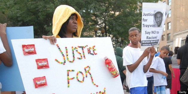 DETROIT, MI - JULY 14: General view of the rally for Trayvon Martin at Grand Circus Park on July 14, 2013 in Detroit, Michigan. (Photo by Paul Warner/Getty Images)