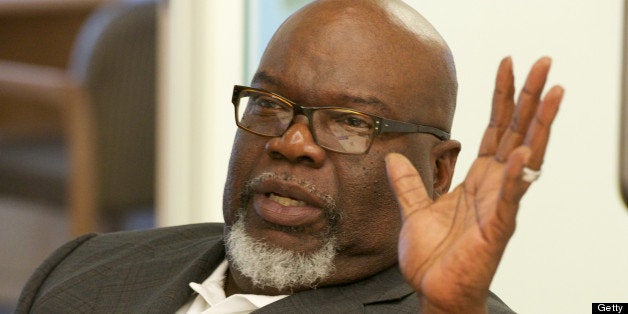 LOS ANGELES, CA - AUGUST 16: Bishop T.D. Jakes is interviewed regarding his most recent project 'Sparkle' by the staff of People Magazine on August 16, 2012 in Los Angeles, California. (Photo by Earl Gibson III/WireImage)