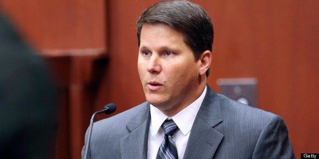 SANFORD, FL - JUNE 6: Ben Kruidbos, an IT worker from the state attorney's office, testifies during a hearing for George Zimmerman, the accused shooter in the death of Trayvon Martin, in Seminole circuit court June 6, 2013 in Sanford, Florida. A judge reportedly denied the defense request to let some witnesses testify in confidentiality and heard arguments as to whether voice identification experts will be allowed to testify during the trial. (Photo by Joe Burbank-Pool/Getty Images)