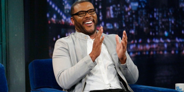 LATE NIGHT WITH JIMMY FALLON -- Episode 808 -- Pictured: Director/actor Tyler Perry on March 28, 2013 -- (Photo by: Lloyd Bishop/NBC/NBCU Photo Bank via Getty Images)