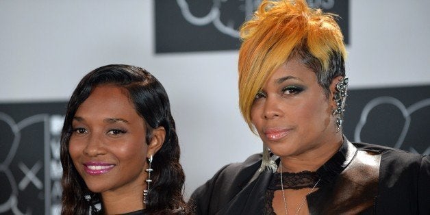 The group TLC, Rozonda Chilli Thomas (L) and Tionne T-Boz Watkins (R) at the MTV Video Music Awards August 25, 2013 at the Barclays Center in New York. AFP PHOTO/Stan HONDA (Photo credit should read STAN HONDA/AFP/Getty Images)