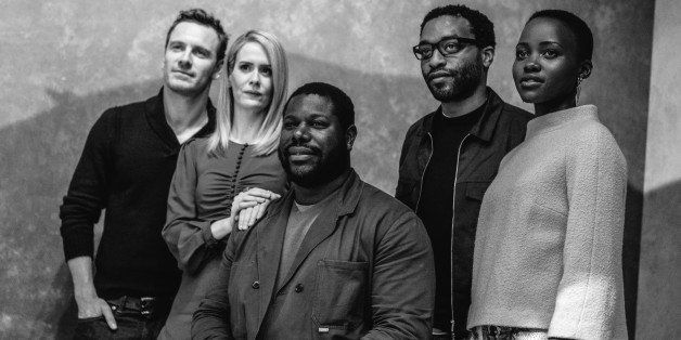 TORONTO, ON - SEPTEMBER 07: (EDITOR'S NOTE: Image has been converted to black and white) (L-R) Michael Fassbender, Sarah Paulson, director Steve McQueen, Chiwetel Ejiofor and Lupita Nyong'o of the film '12 Years A Slave' pose for a portrait during the 2013 Toronto International Film Festival on September 7, 2013 in Toronto, Canada. (Photo by Mike Windle/Getty Images)
