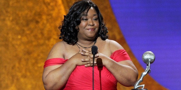 LOS ANGELES, CA - MARCH 04: Writer Shonda Rhimes accepts the award for Outstanding Writing in a Dramatic Series onstage at t
