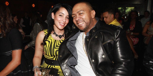 NEW YORK, NY - APRIL 18: Timbaland and wife Monique Idlett attend the 'Amar'e Stoudemire: In The Moment' New York Premiere a