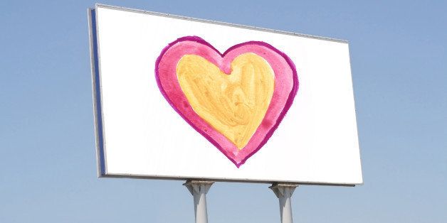 outdoor billboard with love sign