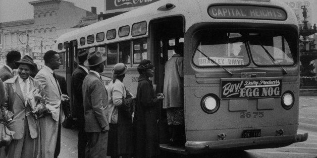 African Americans boarding an integrated bus through the once-forbidden front door, following Supreme Court ruling ending successful 381 day boycott of segragated buses. (Photo by Don Cravens//Time Life Pictures/Getty Images)