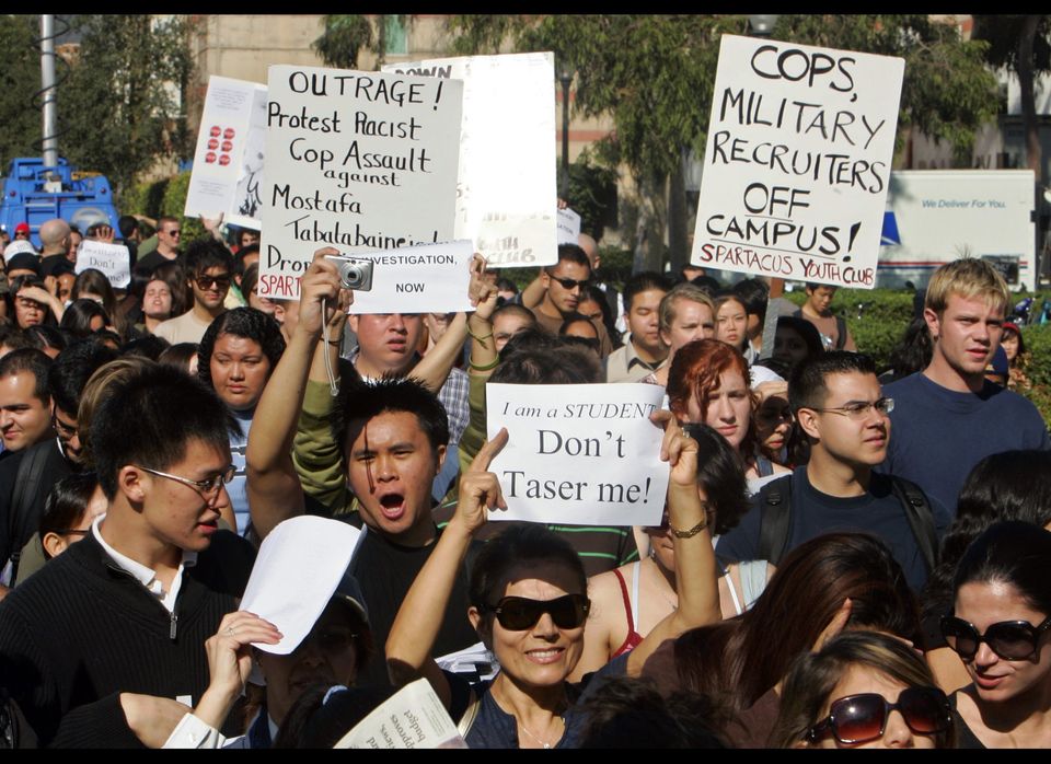 2005 - UCLA campus police tase student in a library -- protests and demonstrations follow