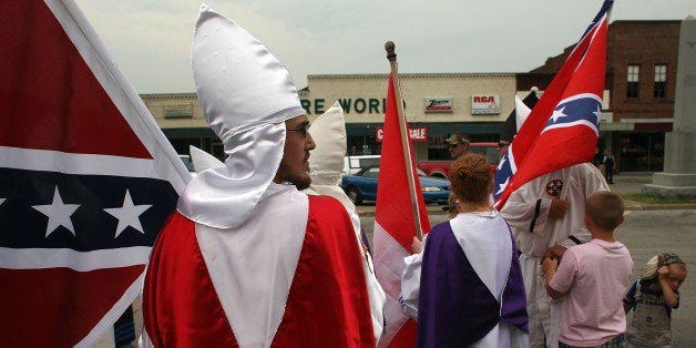 PULASKI, TN - JULY 11: Members of the Fraternal White Knights of the Ku Klux Klan participate in the 11th Annual Nathan Bedf