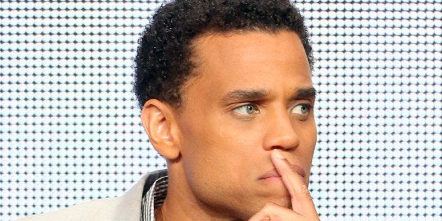 BEVERLY HILLS, CA - AUGUST 01: Actor Michael Ealy speaks onstage during the Almost Human panel discussion at the FOX portion of the 2013 Summer Television Critics Association tour - Day 9 at The Beverly Hilton Hotel on August 1, 2013 in Beverly Hills, California. (Photo by Frederick M. Brown/Getty Images)