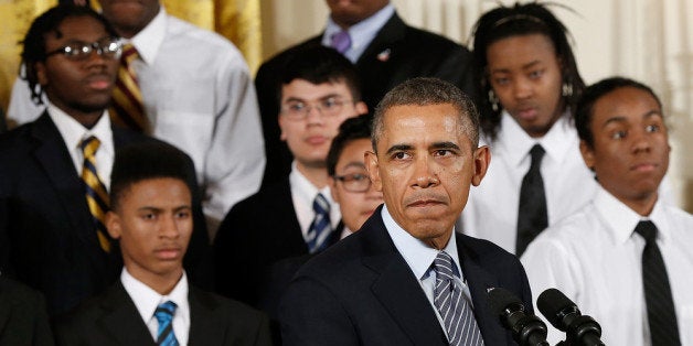 WASHINGTON, DC - FEBRUARY 27: U.S. President Barack Obama speaks during an event in the East Room of the White House February 27, 2014 in Washington, DC. Obama signed an executive memorandum following remarks on the ÒMy BrotherÕs KeeperÓ initiative. (Photo by Win McNamee/Getty Images)