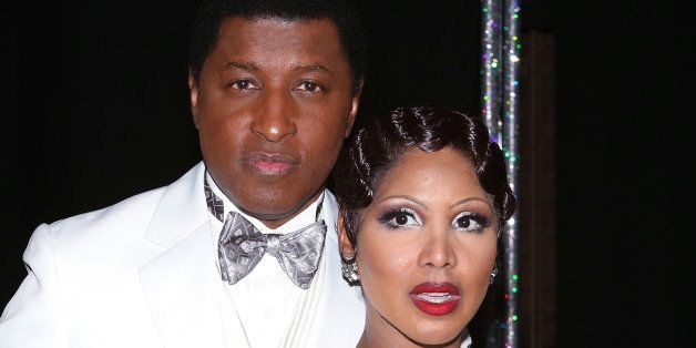 NEW YORK, NY - MARCH 18: Kenny 'Babyface' Edmonds and Toni Braxton backstage after their debut performance in 'After Midnight' at the Brooks Atkinson Theatre on March 18, 2014 in New York City. (Photo by Walter McBride/WireImage)