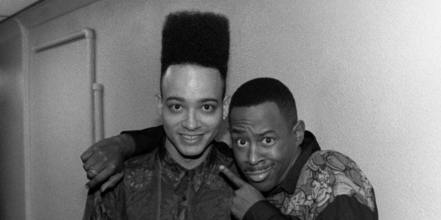 CHICAGO - NOVEMBER 1990: Rapper and actor Kid of Kid-N-Play and comedian and actor Martin Lawrence, poses for photos backstage at the Vic Theater in Chicago, Illinois in NOVEMBER 1990. (Photo By Raymond Boyd/Michael Ochs Archives/Getty Images) 