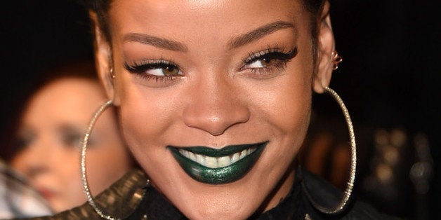 LOS ANGELES, CA - MAY 01: Recording artist Rihanna backstage at the 2014 iHeartRadio Music Awards held at The Shrine Auditor