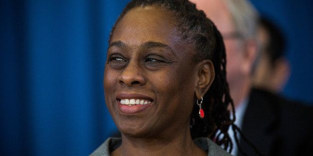 NEW YORK, NY - JANUARY 30: Chirlane McCray, wife of New York City Mayor Bill DeBlasio, attends a press conference where her husband announced the city will not appeal a judge's ruling that the police tactic 'Stop-and-Frisk' is unconstitutional, which the judge had ruled over last summer, on January 30, 2014 in in the Brownsville neighborhood of the Brooklyn borough ofNew York City. DeBlasio, who campaigned for mayor saying he would stop 'stop-and-frisk,' stands in stark contrast to his predecessor, Mayor Michael Bloomberg, who staunchly defended the tactic. (Photo by Andrew Burton/Getty Images)