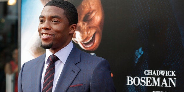 NEW YORK, NY - JULY 21: Actor Chadwick Boseman attends the 'Get On Up' premiere at The Apollo Theater on July 21, 2014 in Ne