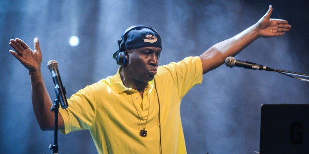 LONDON, ENGLAND - JUNE 13: Hip Hop DJ Grandmaster Flash performs on stage for James Lavelle's Meltdown at the Queen Elizabet