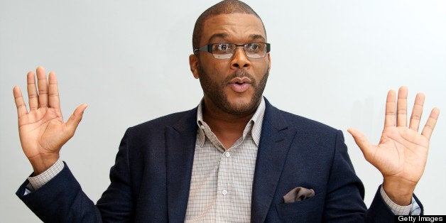 BEVERLY HILLS, CA - OCTOBER 06: Tyler Perry at the 'Alex Cross' Press Conference at the Four Seasons Hotel on October 6, 201