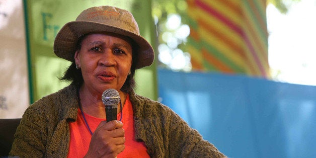 JAIPUR, INDIA - JANUARY 23: Jamaica Kincaid in the session 'The Art of the Short Story' during Jaipur Literature Festival 2012 on Monday 23 January, 2012. (Photo by Ramesh Sharma/India Today Group/Getty Images)