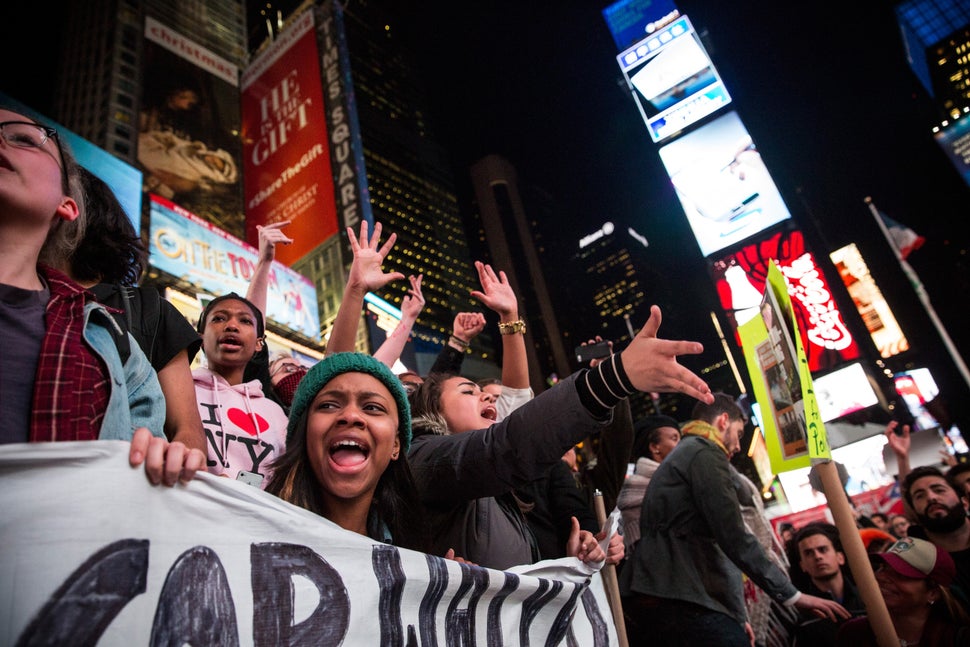  People protest in Times Square over the Ferguson grand jury decision to not indict officer Darren Wilson in the Michael Brow