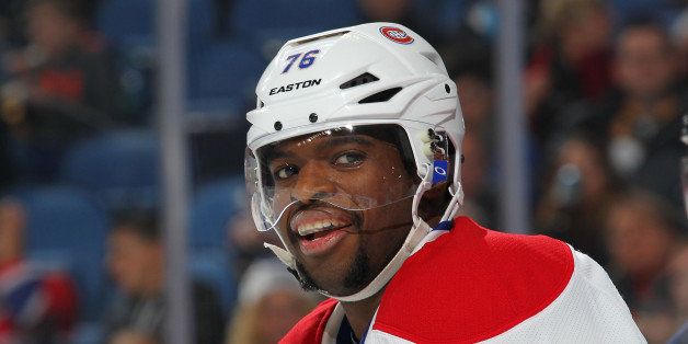 BUFFALO, NY - NOVEMBER 28: P.K. Subban #76 of the Montreal Canadiens smiles during a game against the Buffalo Sabres on November 28, 2014 at the First Niagara Center in Buffalo, New York. (Photo by Bill Wippert/NHLI via Getty Images)