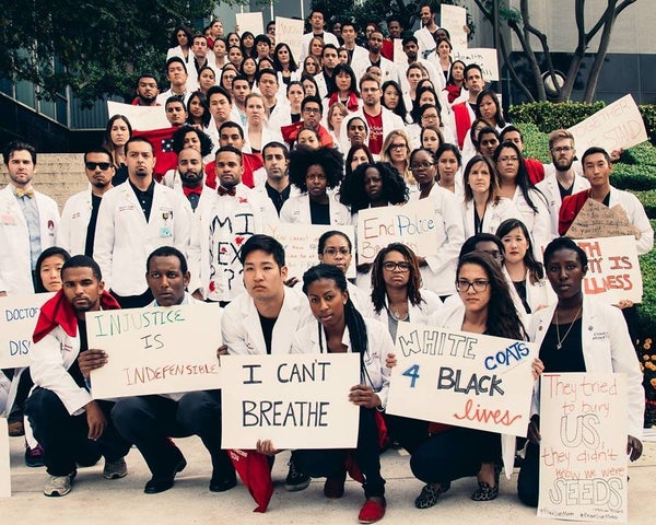 100 medical students at the USC Keck School of Medicine participated in a protest.