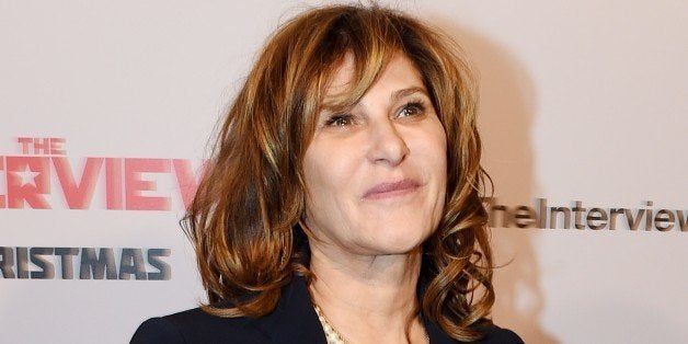 Sony Pictures Chair Amy Pascal arrives for the premiere of the film 'The Interview' at The Theatre at Ace Hotel in Los Angele