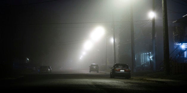 Foggy street with nobody in the suburb