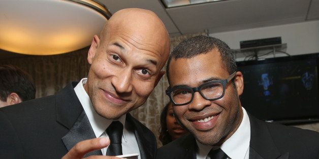 Keegan-Michael Key and Jordan Peele in Backstage Creations Suites at the 66th Primetime Emmy Awards at the Nokia Theatre L.A. Live on Monday, Aug. 25, 2014, in Los Angeles. (Photo by Omar Vega/Invision for Backstage Creations/AP Images)