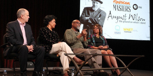 PASADENA, CA - JANUARY 20: (L-R) Series executive producer Michael Kantor, actress Phylicia Rashad, filmmaker Sam Pollard and executive producer Darryl Ford Williams speak onstage during the 'AMERICAN MASTERS ÂAugust Wilson: The Ground on Which I StandÂ' panel discussion at the PBS Network portion of the Television Critics Association press tour at Langham Hotel on January 20, 2015 in Pasadena, California. (Photo by Frederick M. Brown/Getty Images)