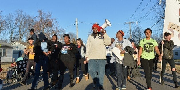 Protesters demonstrate against racism in the 'Reclaim MLK' march January 19, 2015 in downtown St. Louis, Missouri. Critics of