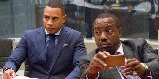 EMPIRE: Andre (Trai Byers, L) and Vernon (Malik Yoba, R) attend a meeting in the 'Outspoken King' episode of EMPIRE airing Monday, Jan. 14, 2015 (9:00-10:00 PM ET/PT) on FOX. (Photo by FOX via Getty Images)