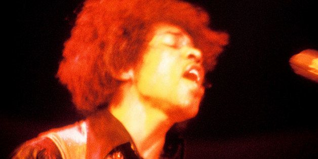 CIRCA 1967: Rock guitarist Jimi Hendrix performs onstage in circa 1967. (Photo by Michael Ochs Archives/Getty Images)