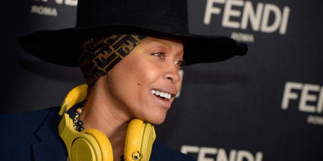 NEW YORK, NY - FEBRUARY 13: Erykah Badu arrives at the Fendi New York Flagship Boutique Inauguration Party - Mercedes-Benz Fashion Week Fall 2015 at Fendi 5th Avenue Boutique on February 13, 2015 in New York City. (Photo by Dave Kotinsky/Getty Images)