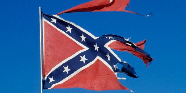 Torn and tattered Confederate Flag