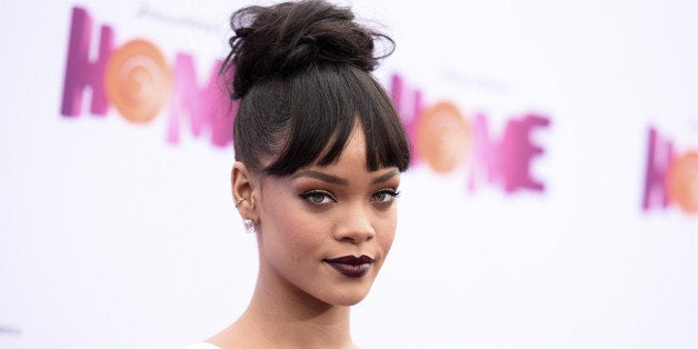 Rihanna arrives at the LA Premiere Of "Home" held at the Regency Village Theatre on Sunday, March 22, 2015, in Los Angeles. (