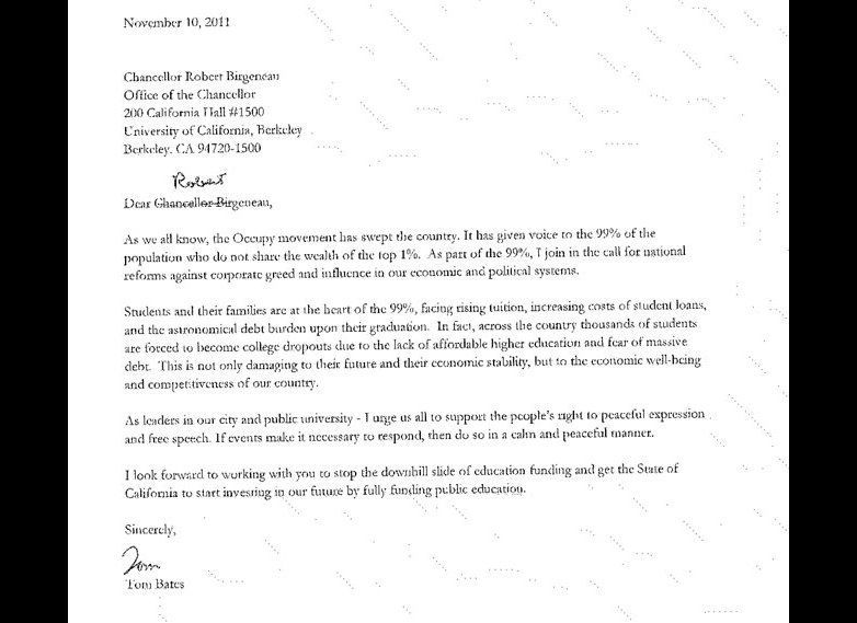 Letter From Berkeley's Mayor Tom Bates