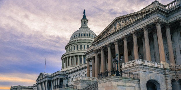 US Capitol Building and Senate Chamber (East Front) - Washington DC during Sunset