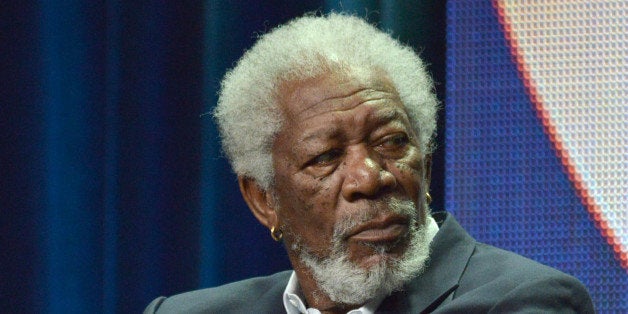 Executive Producer Morgan Freeman speaks on stage during the "Madam Secretary" panel at the CBS 2014 Summer TCA held at the Beverly Hilton Hotel on Thursday, July 17, 2014, in Beverly Hills, Calif. (Photo by Richard Shotwell/Invision/AP)