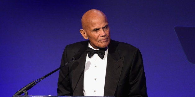 NEW YORK, NY - FEBRUARY 11: Musician Harry Belafonte speaks onstage at the 2015 amfAR New York Gala at Cipriani Wall Street on February 11, 2015 in New York City. (Photo by Michael Loccisano/Getty Images)